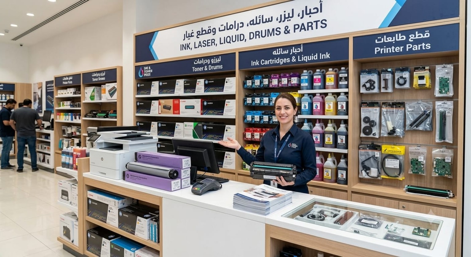 الأحبار والليزر والأحبار السائلة وقطع غيار الطابعات